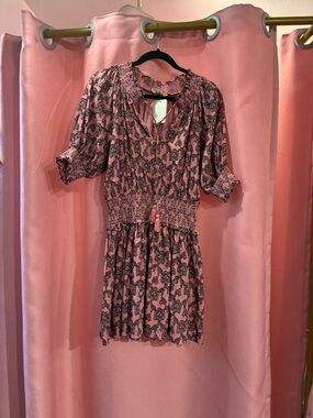 Roller Rabbit Pink Floral Smocked Mini Dress